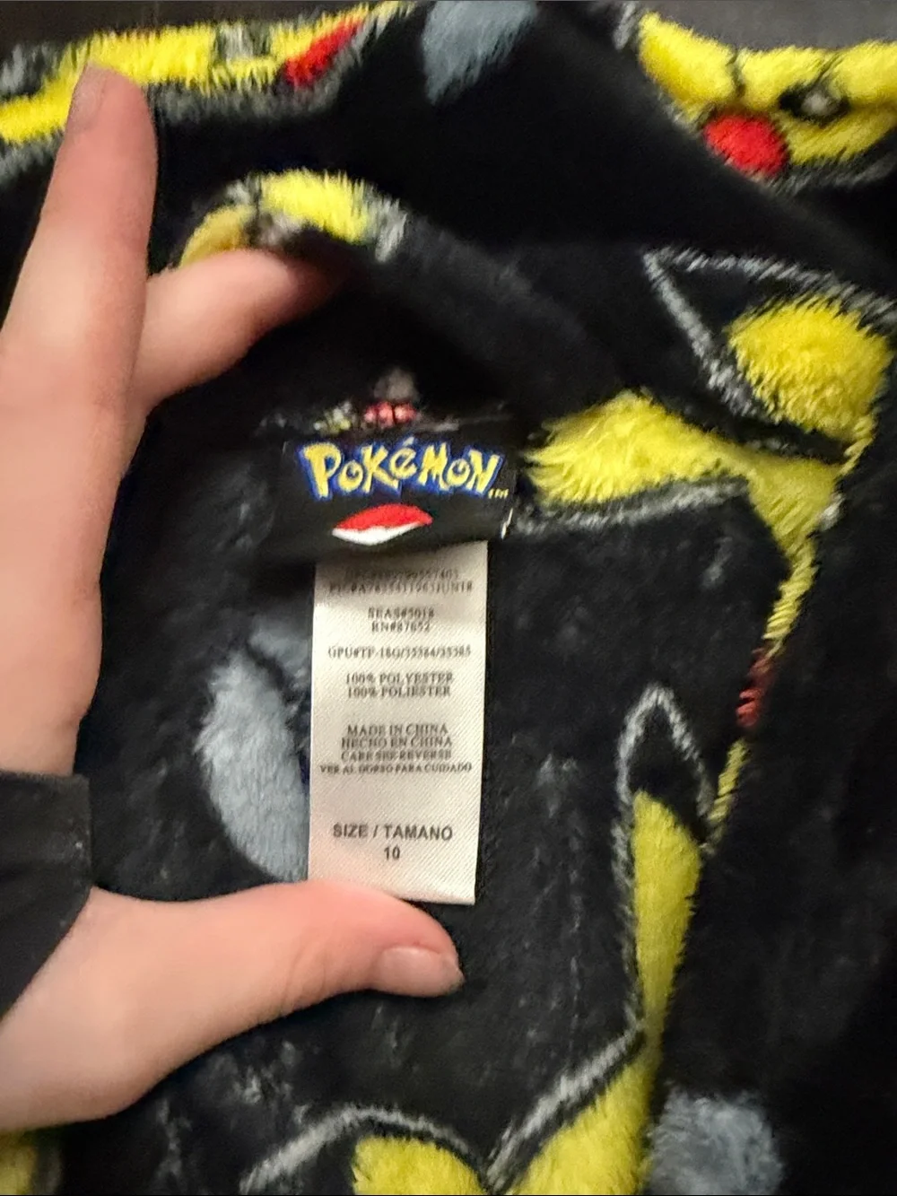 Pikachu Plush Robe - Yellow & Black Pokemon Print